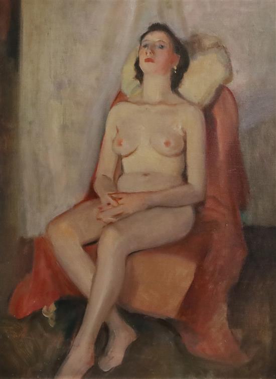 Francis William Helps (1890-1972) Seated female nude 39 x 29cm